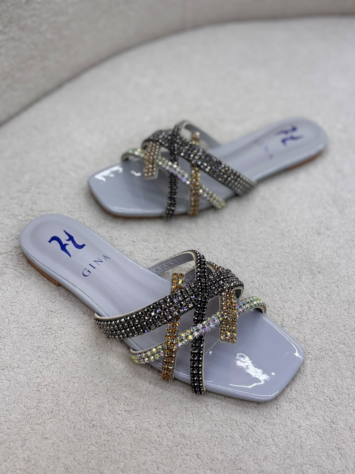 Rhinestone Criss-Cross Slides