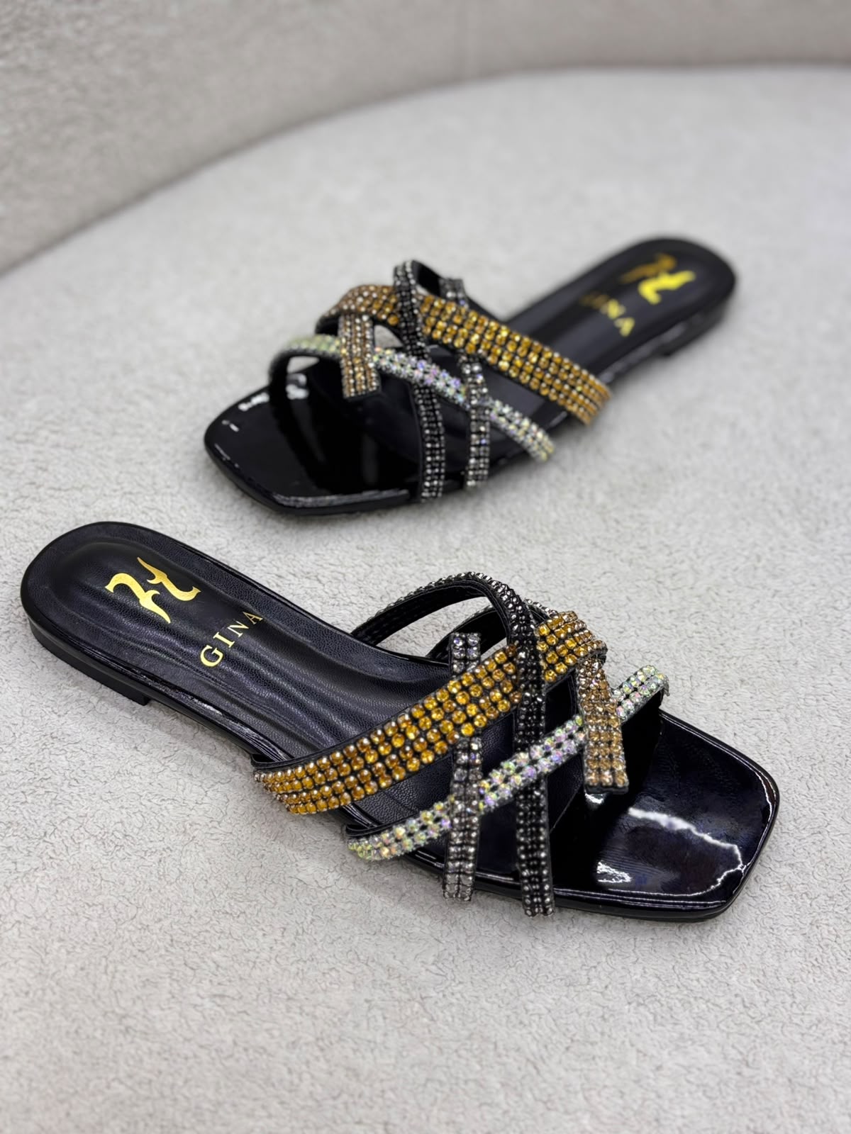 Rhinestone Criss-Cross Slides