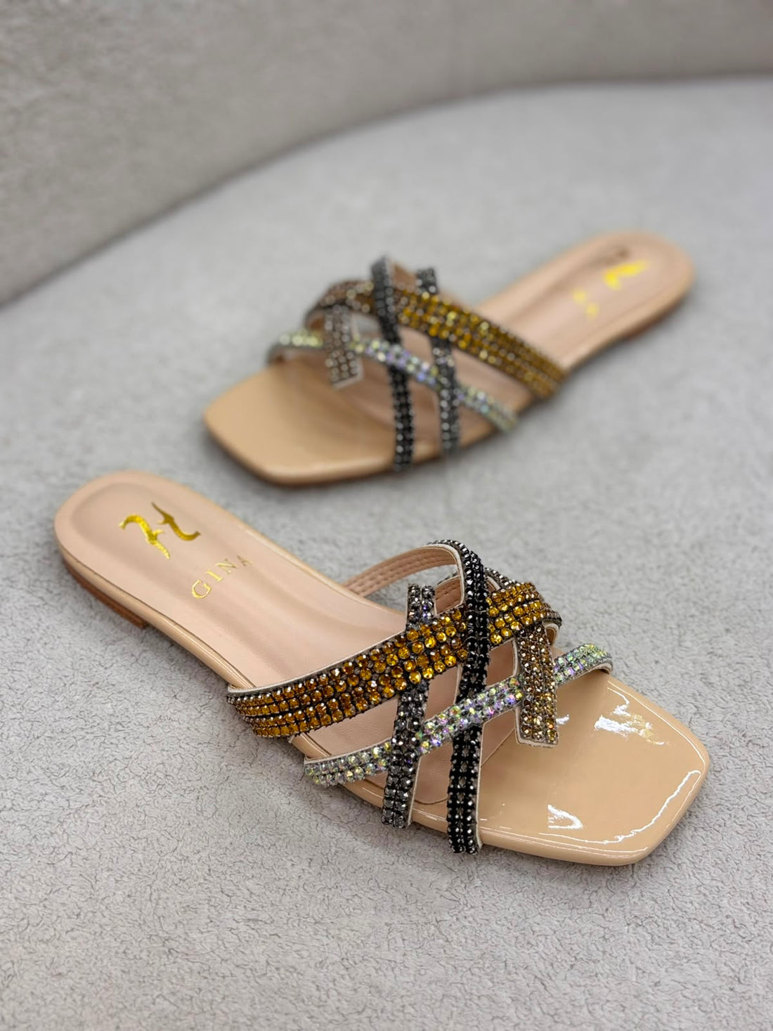 Rhinestone Criss-Cross Slides
