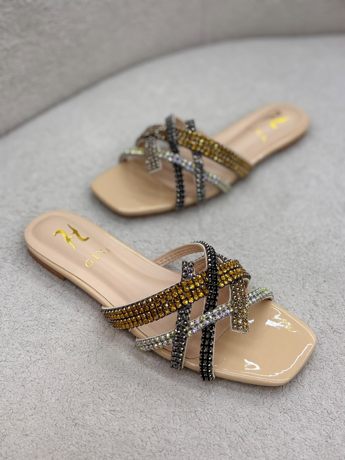 Rhinestone Criss-Cross Slides
