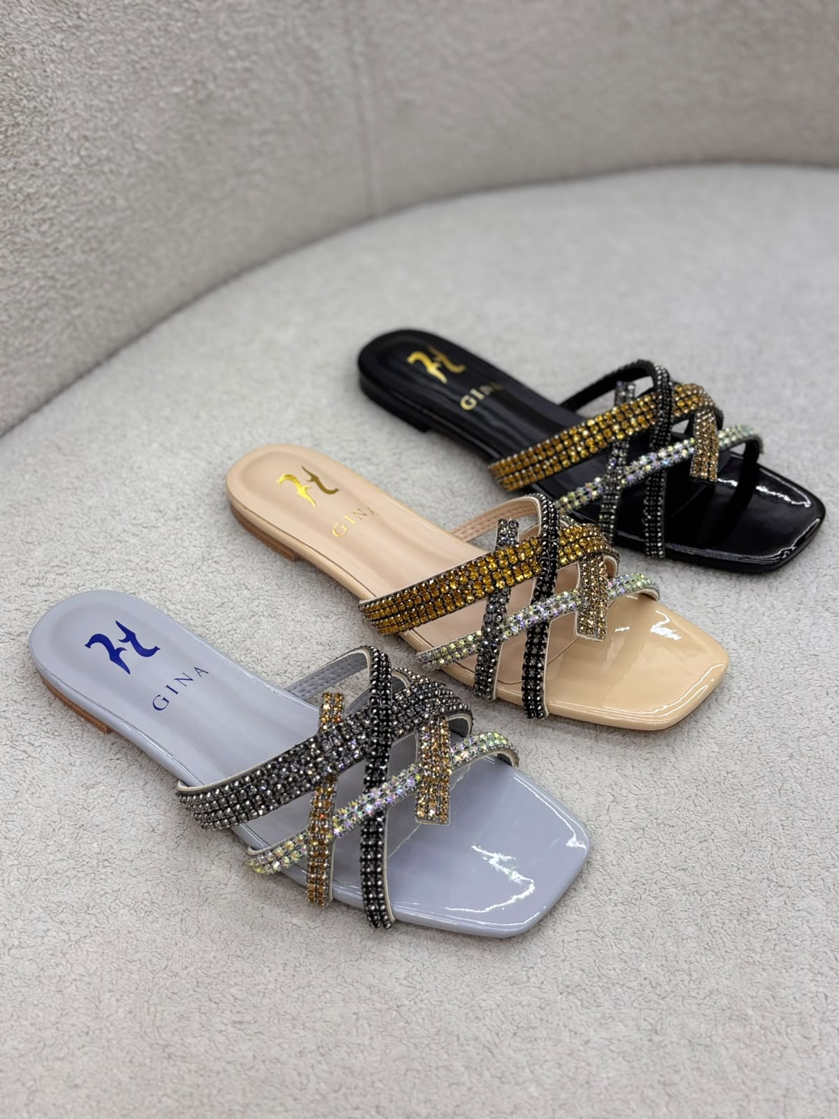Rhinestone Criss-Cross Slides