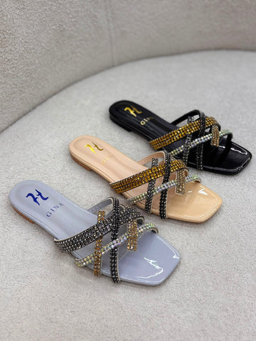 Rhinestone Criss-Cross Slides