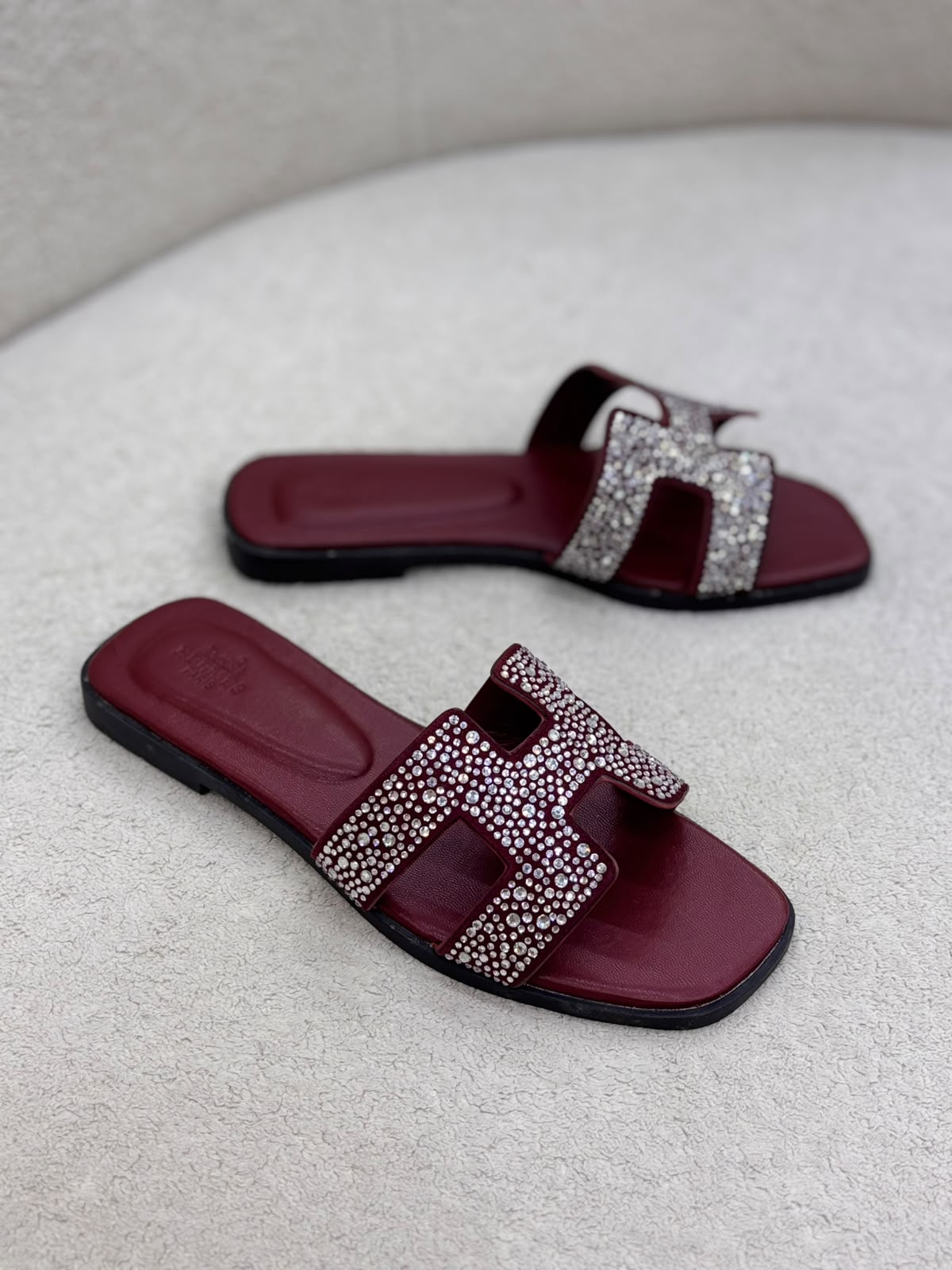Pearl-Embellished Flat Sandals