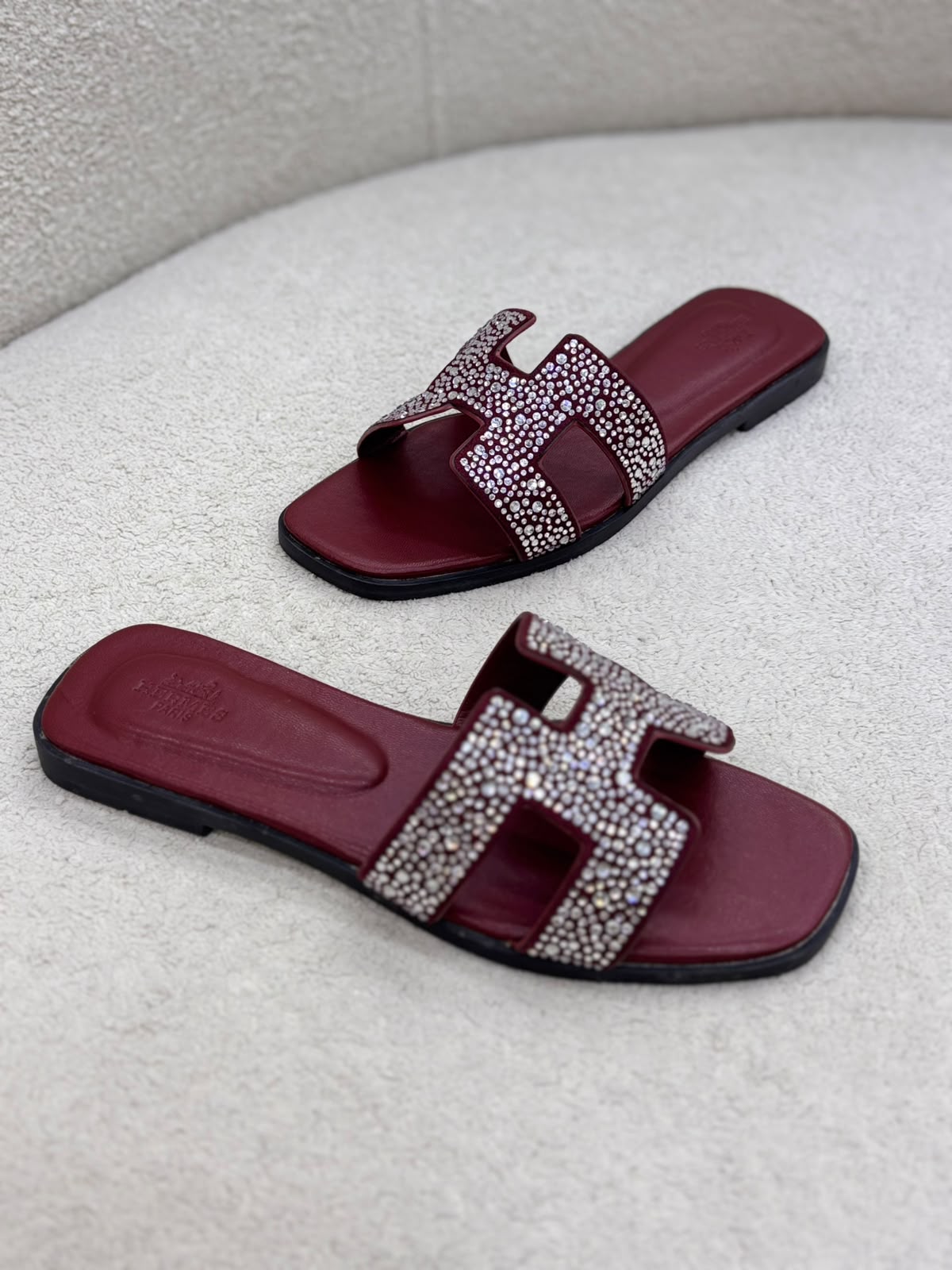 Pearl-Embellished Flat Sandals