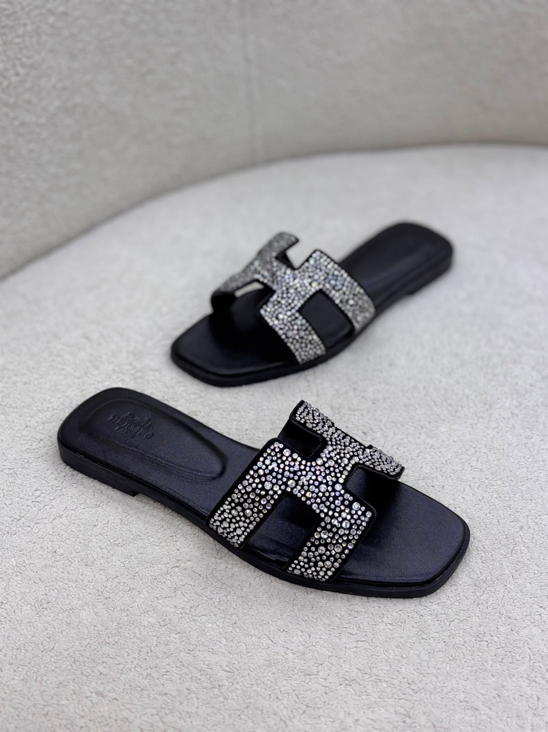 Pearl-Embellished Flat Sandals