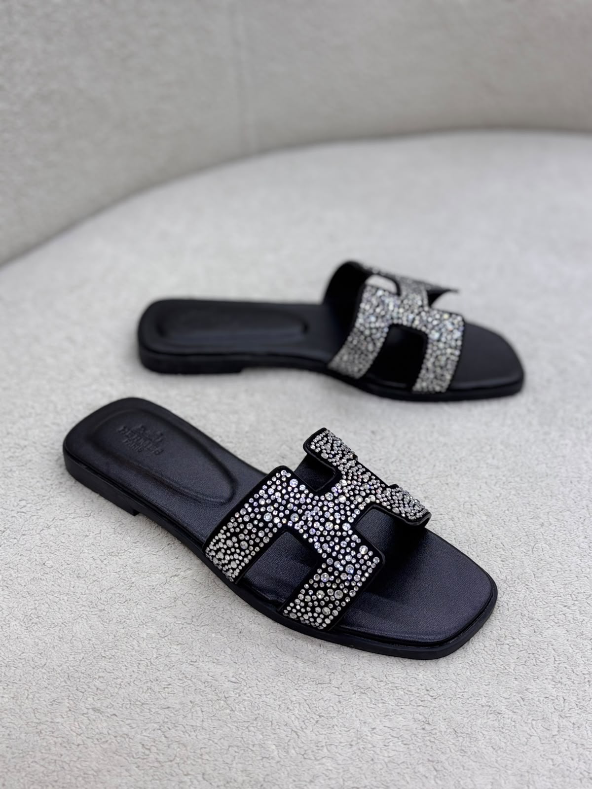 Pearl-Embellished Flat Sandals