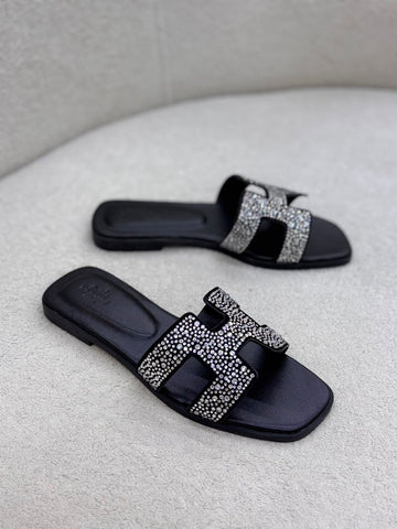 Pearl-Embellished Flat Sandals