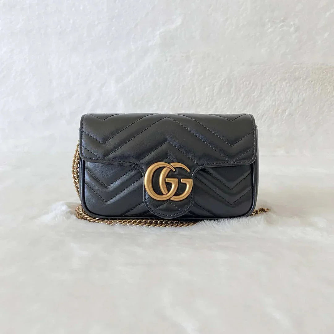 Black Matelassé Super Mini Bag - Balbina Style