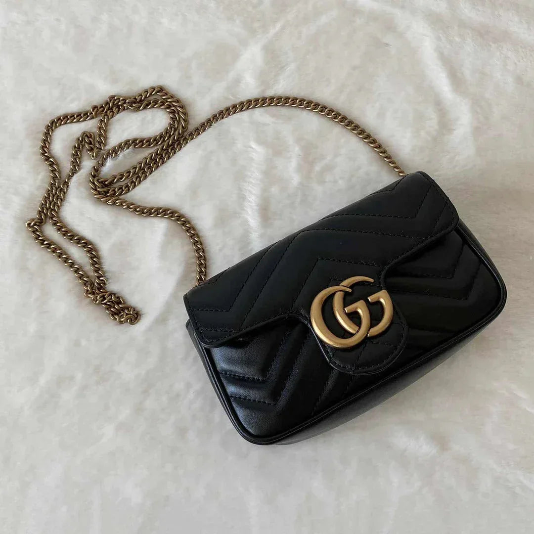 Black Matelassé Super Mini Bag - Balbina Style